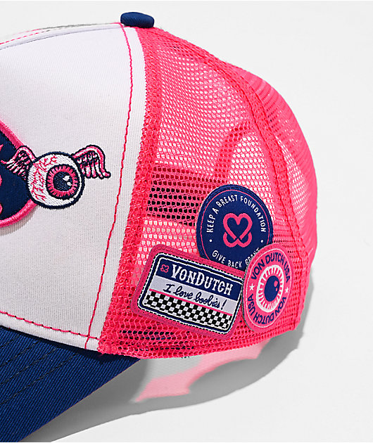 Von Dutch x Keep A Breast Foundation Pink, White & Blue Trucker