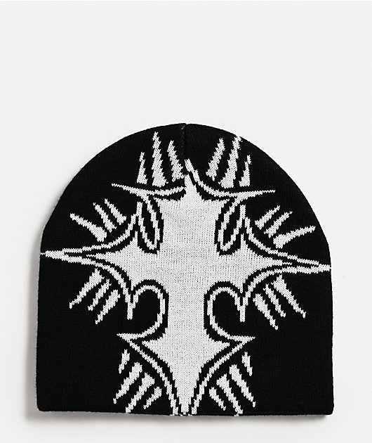 ニッケ様✧⁠◝⁠(⁠⁰⁠▿⁠⁰⁠)⁠◜⁠✧　③ WHADAFUNK Cross Black Skully Beanie | Zumiez