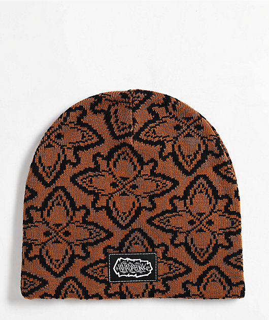 WHADAFUNK Petals Brown Beanie
