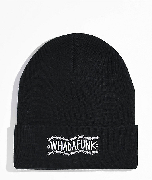 WHADAFUNK Wavy Barbed Wire Black Beanie
