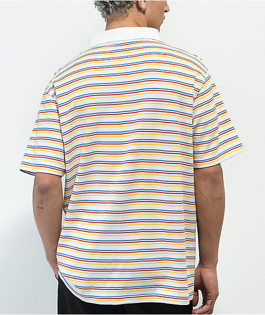 WORBLE Cloud Thing White Stripe Polo Shirt