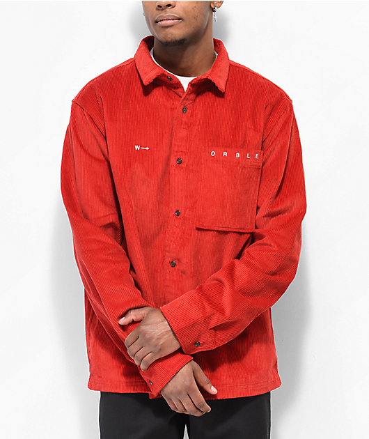 WORBLE Red Corduroy Long Sleeve Shirt