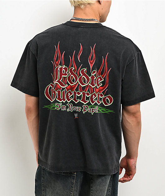 WWE Eddie Guerrero Flames Black Wash T-Shirt