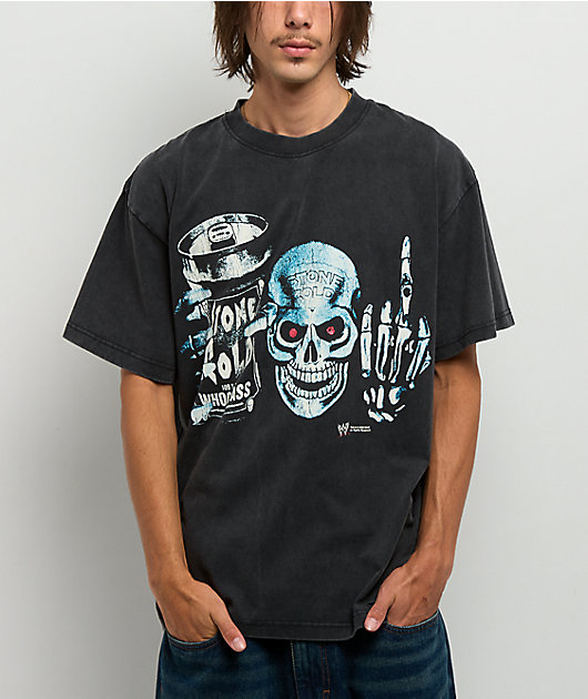 WWE Stone Cold Whoop Black Wash T-Shirt | Zumiez