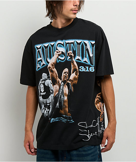 WWE Stone Cold Wrap Black T-Shirt | Zumiez