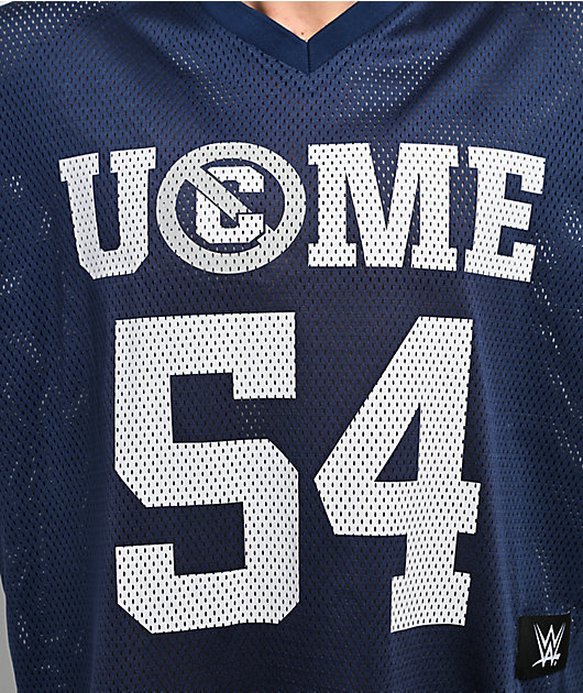 WWE U Can't C Me Blue Crop Football Jersey