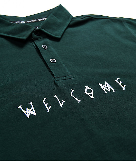 dark green long sleeve polo