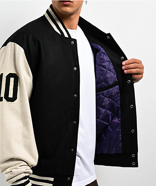 Welcome Barb Black & Bone Varsity Jacket | Zumiez