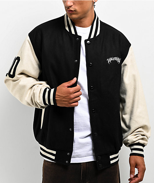 Welcome Barb Black & Bone Varsity Jacket | Zumiez