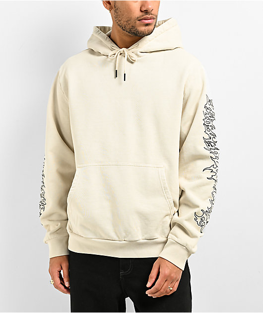 Welcome Barb Sleeve Embroidered Bone Pigment Dye Hoodie | Zumiez Welcome Barb Sleeve Embroidered Bone Pigment Dye Hoodie | Zumiez