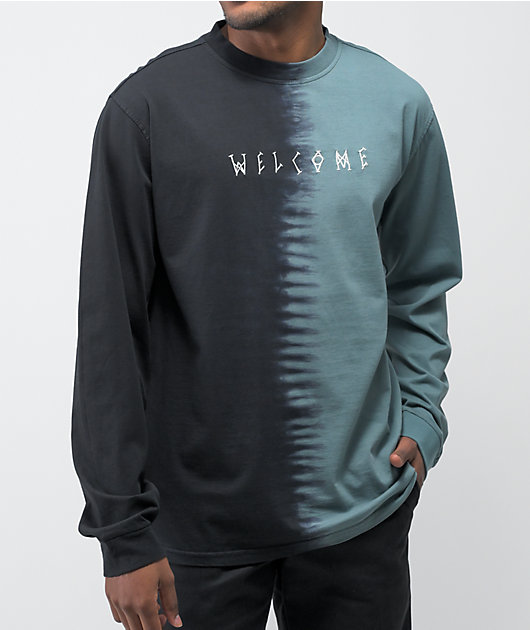 Welcome Chimera Black & Atlantic Dip Dye Long Sleeve T-Shirt