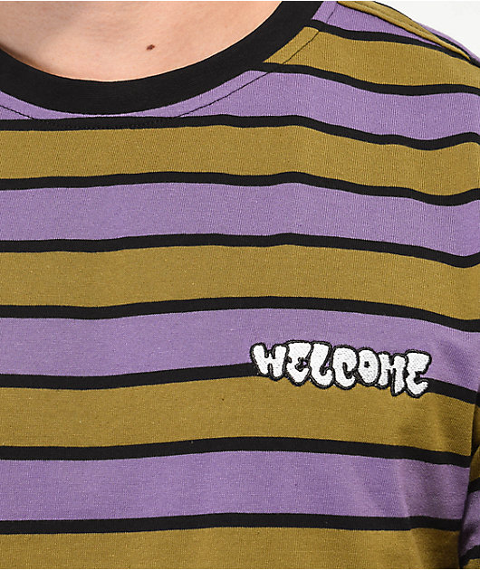 Welcome Cooper Olive & Purple Stripe T-Shirt