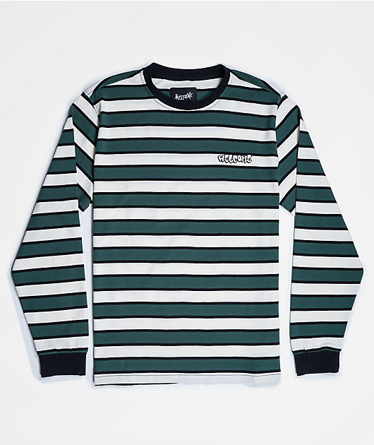 Welcome Cooper Spruce Green White Stripe Long Sleeve T-Shirt