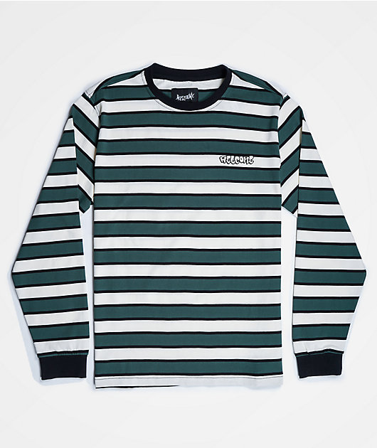 Green and white striped long deals sleeve shirt