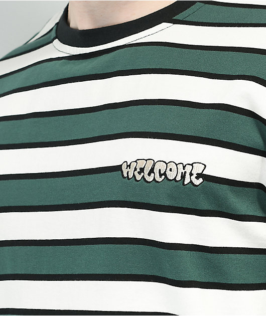 Welcome Cooper Spruce Green White Stripe Long Sleeve T Shirt