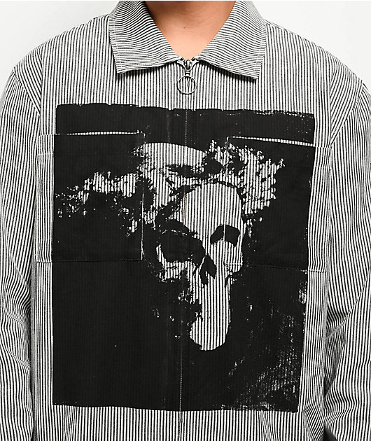 Welcome Crowned Stripe Zip Long Sleeve Shirt