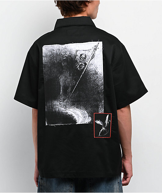 ⬛︎ woaiwojiaeditor ⬛︎ Welcome Dark Age Black Zip Work Shirt | Zumiez