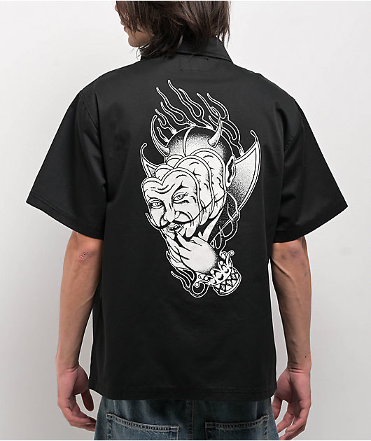 新品未使用》WELCOME BAPHOLIT ZIP WORK SHIRT Welcome Bapholit Black Short Sleeve Work Shirt | Zumiez