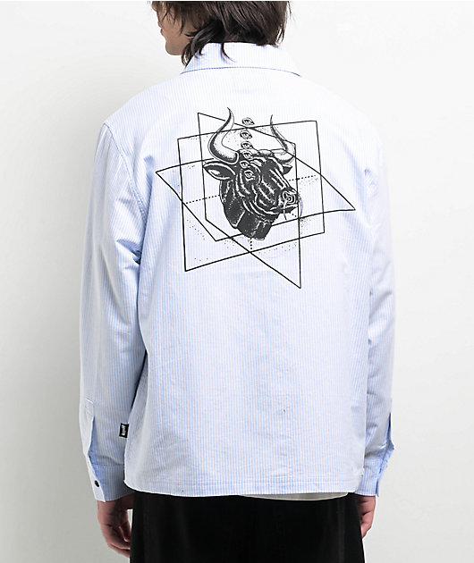 Welcome Dimension White & Blue Long Sleeve Zip Shirt | Zumiez