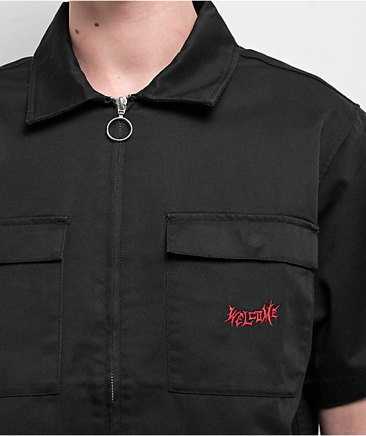 Welcome Fallen Angel Black Zip Work Shirt | Zumiez