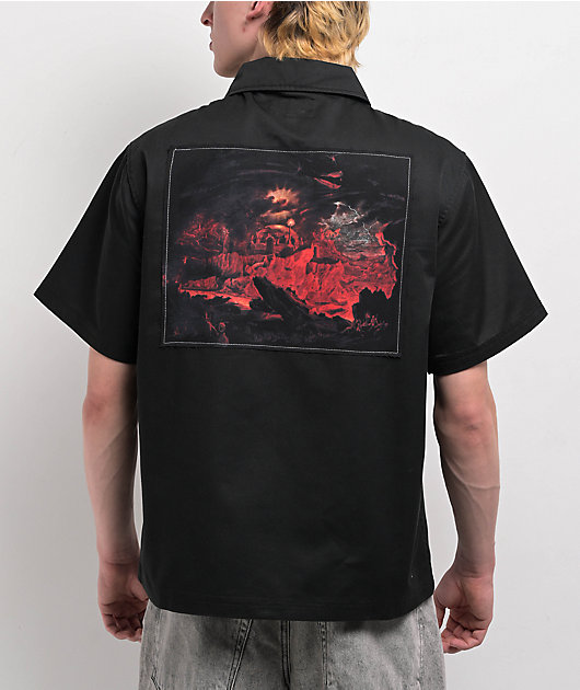Welcome Fallen Angel Black Zip Work Shirt | Zumiez