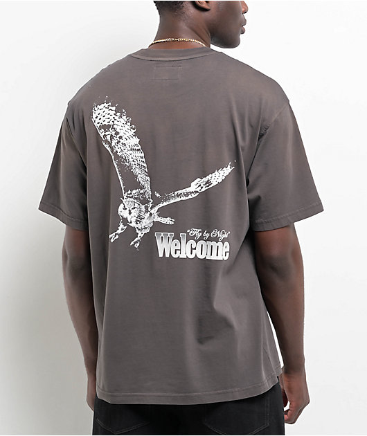 Welcome Fly By Night Brown Enzyme Wash T-Shirt | Zumiez