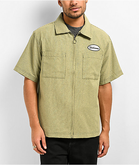 Welcome Garage Cedar Green Stripe Work Shirt | Zumiez