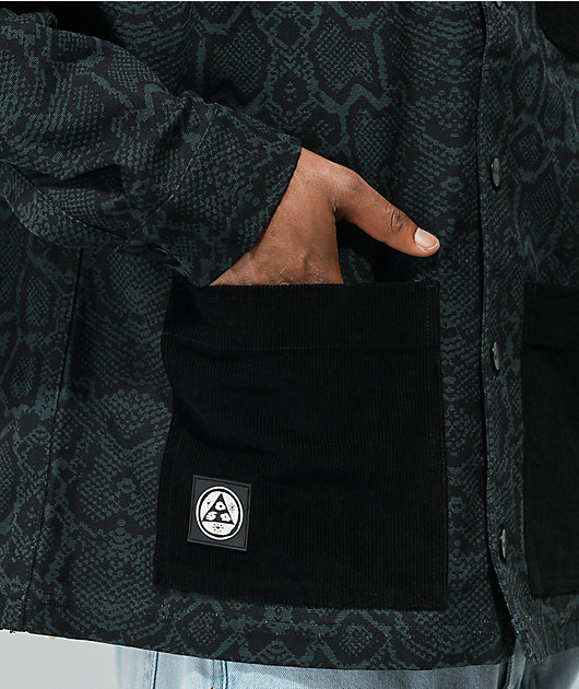 Welcome Machine Print Green Canvas Jacket