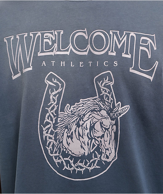Welcome Mascot Enzyme Wash Navy T-Shirt