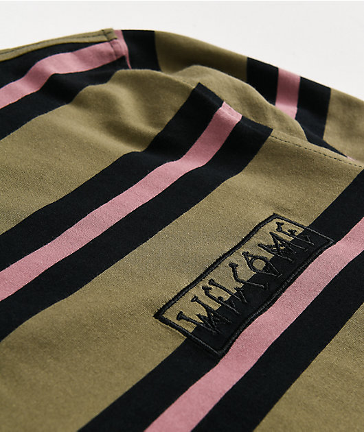 Welcome Medius Olive Striped Long Sleeve T-Shirt
