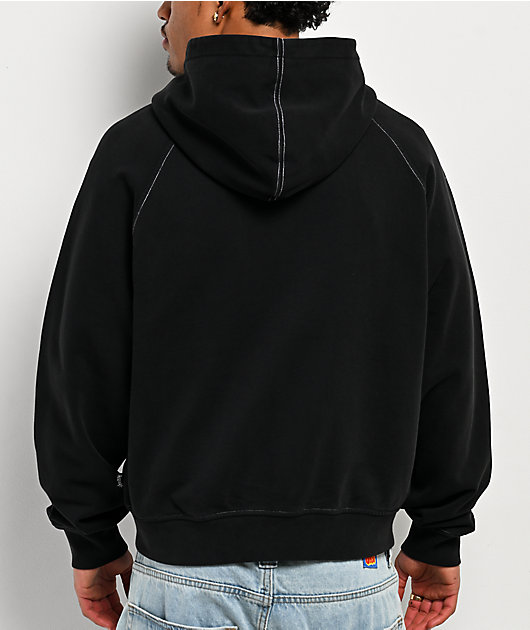 Welcome Pigment Dye Black Crop Zip Hoodie | Zumiez