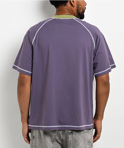 Welcome Rash Paneled Grape Boxy T-Shirt