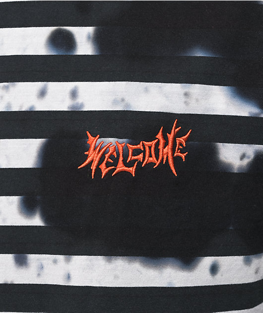 Welcome Relic Black & White Tie Dye Striped T-Shirt