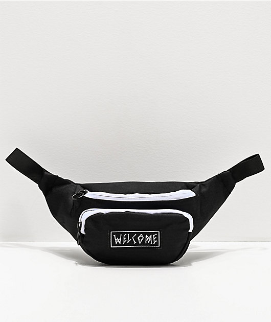 Welcome Scrawl Black & White Fanny Pack