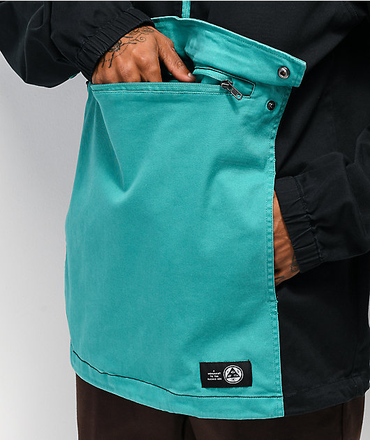 Welcome Scrawl Black & Teal Anorak Jacket