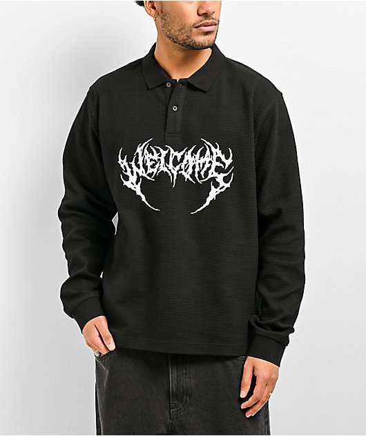 ぐ*み様 Sherbetプルオーバー クロ Welcome Sharp Black Long Sleeve Polo Shirt | Zumiez