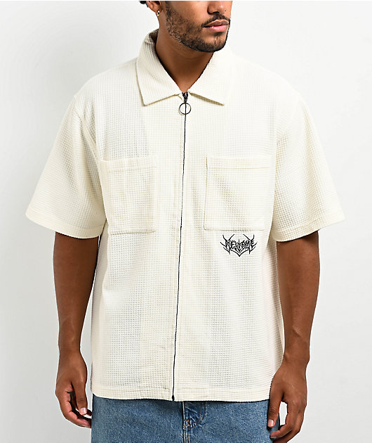 Welcome Sliver White Short Sleeve Thermal Zip Shirt | Zumiez