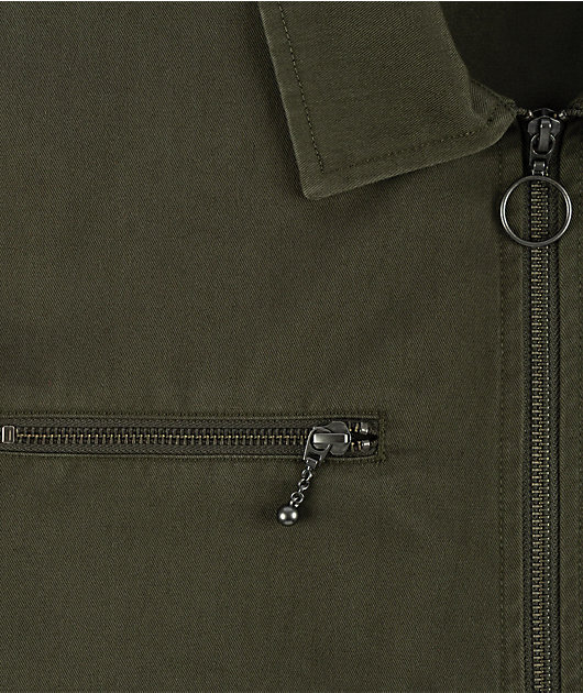 Welcome Smite Olive Long Sleeve Zip Work Shirt