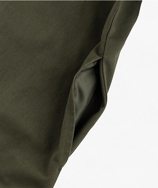 Welcome Smite Olive Long Sleeve Zip Work Shirt