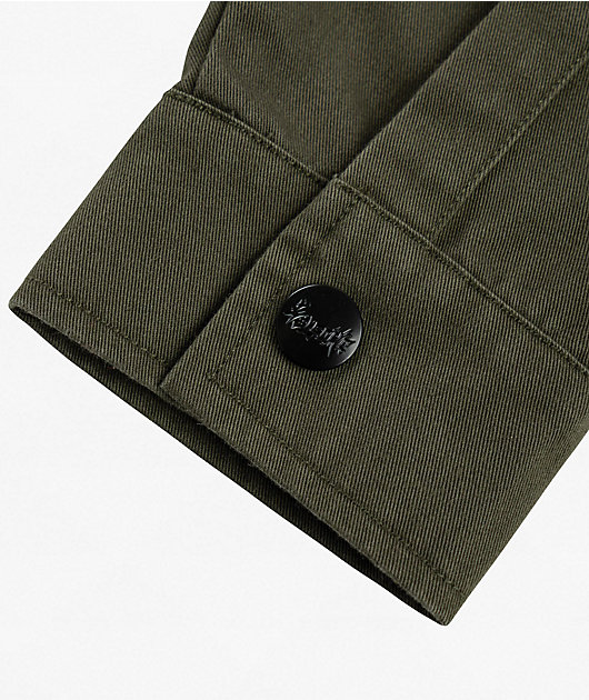 Welcome Smite Olive Long Sleeve Zip Work Shirt