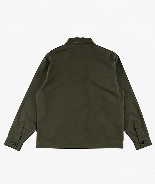 Welcome Smite Olive Long Sleeve Zip Work Shirt