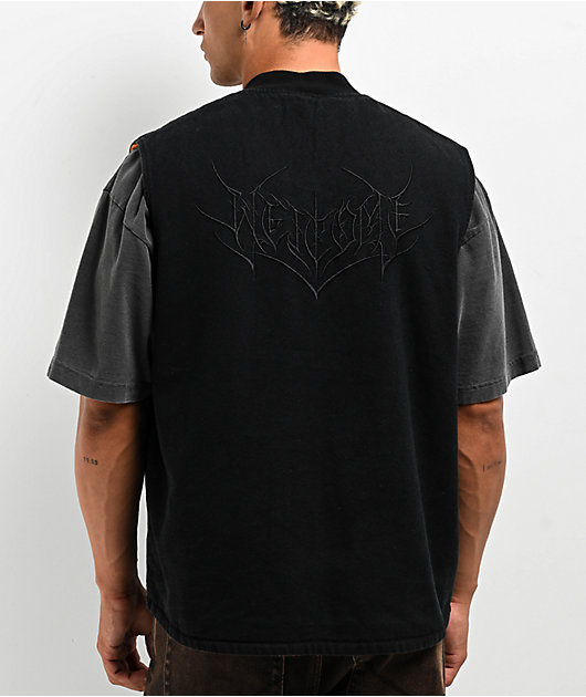 Welcome Splinter Enzyme-Wash Black Canvas Zip Vest | Zumiez