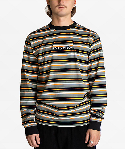 Welcome Surf Stripe Green & Orange Long Sleeve T-Shirt