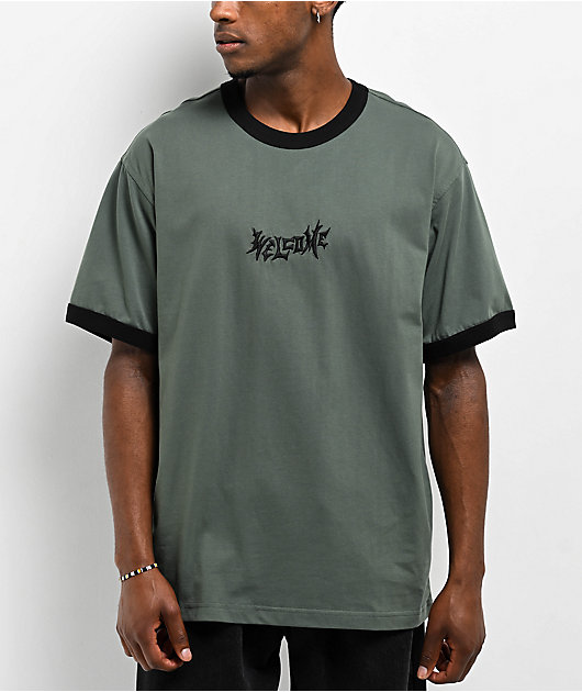 Welcome Vamp Ringer Forest & Black T-Shirt