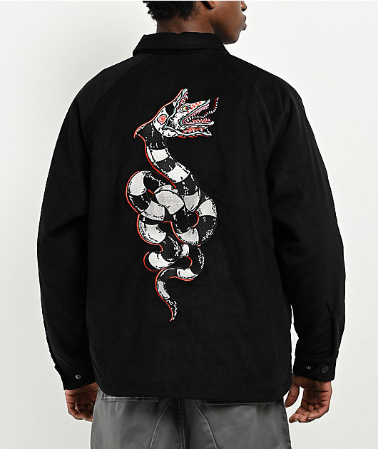 Welcome x Beetlejuice Sandworm Black Corduroy Coaches Jacket | Zumiez