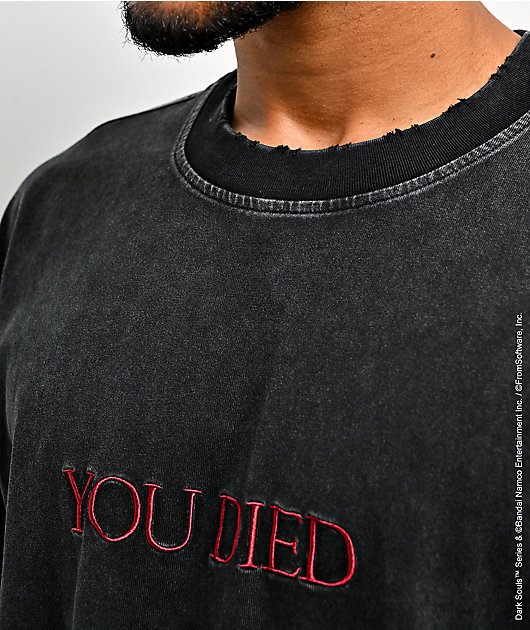 Welcome x Dark Souls You Died Black Wash T-Shirt