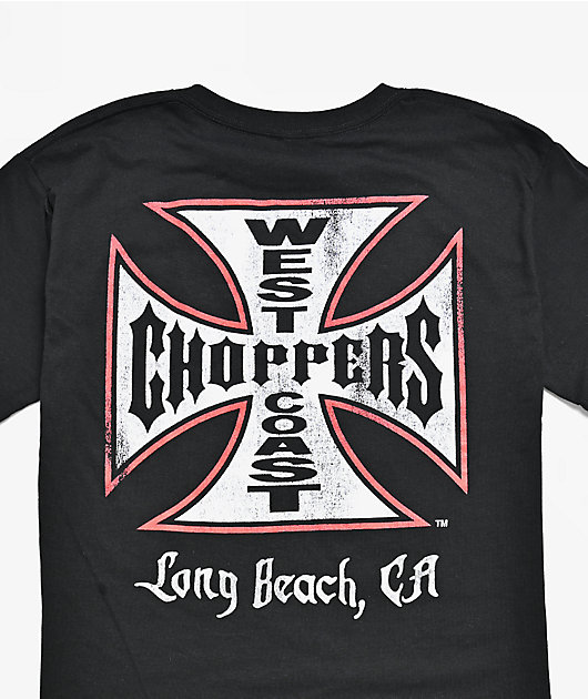 West Coast Choppers Kids Red Outline Cross Black T-Shirt
