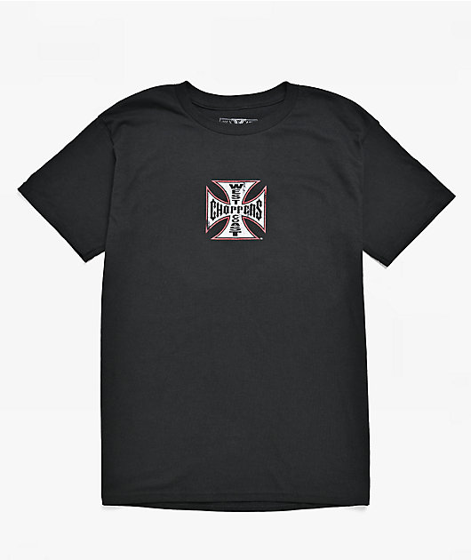 West Coast Choppers Kids Red Outline Cross Black T-Shirt