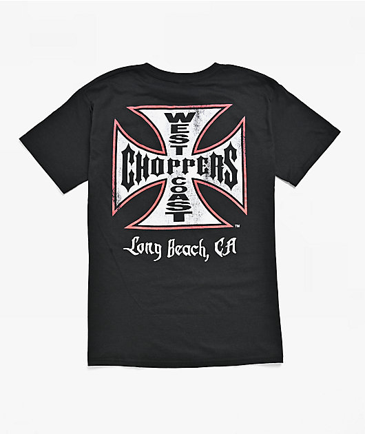 West Coast Choppers Kids Red Outline Cross Black T-Shirt