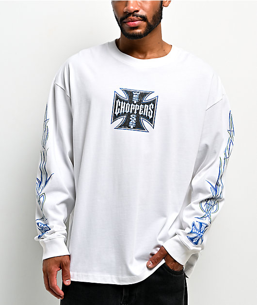 West Coast Choppers Pinstripe White Long Sleeve T-Shirt